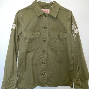Levi’s Floral Embroidered Army Green Jacket